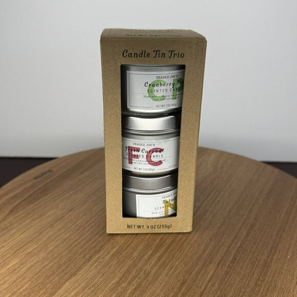 Trader Joes‎ Candle Tin Trio Cranberry Pine, Fresh Currant, Nutmeg New - Picture 1 of 4